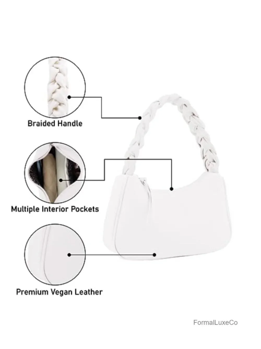 Vegan Leather Braided Hobo Shoulder Bag Women Tote Handbag